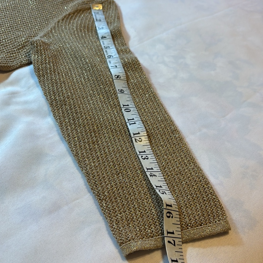 Talbots Metallic Tan Open Knit Cropped Cardigan - Picture 9 of 11